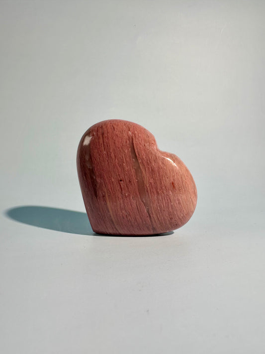 Pink Petrified Wood Self Standing Heart Carving