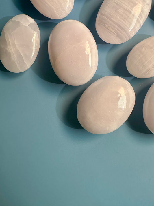 Pink Mangano Calcite Palm Stone