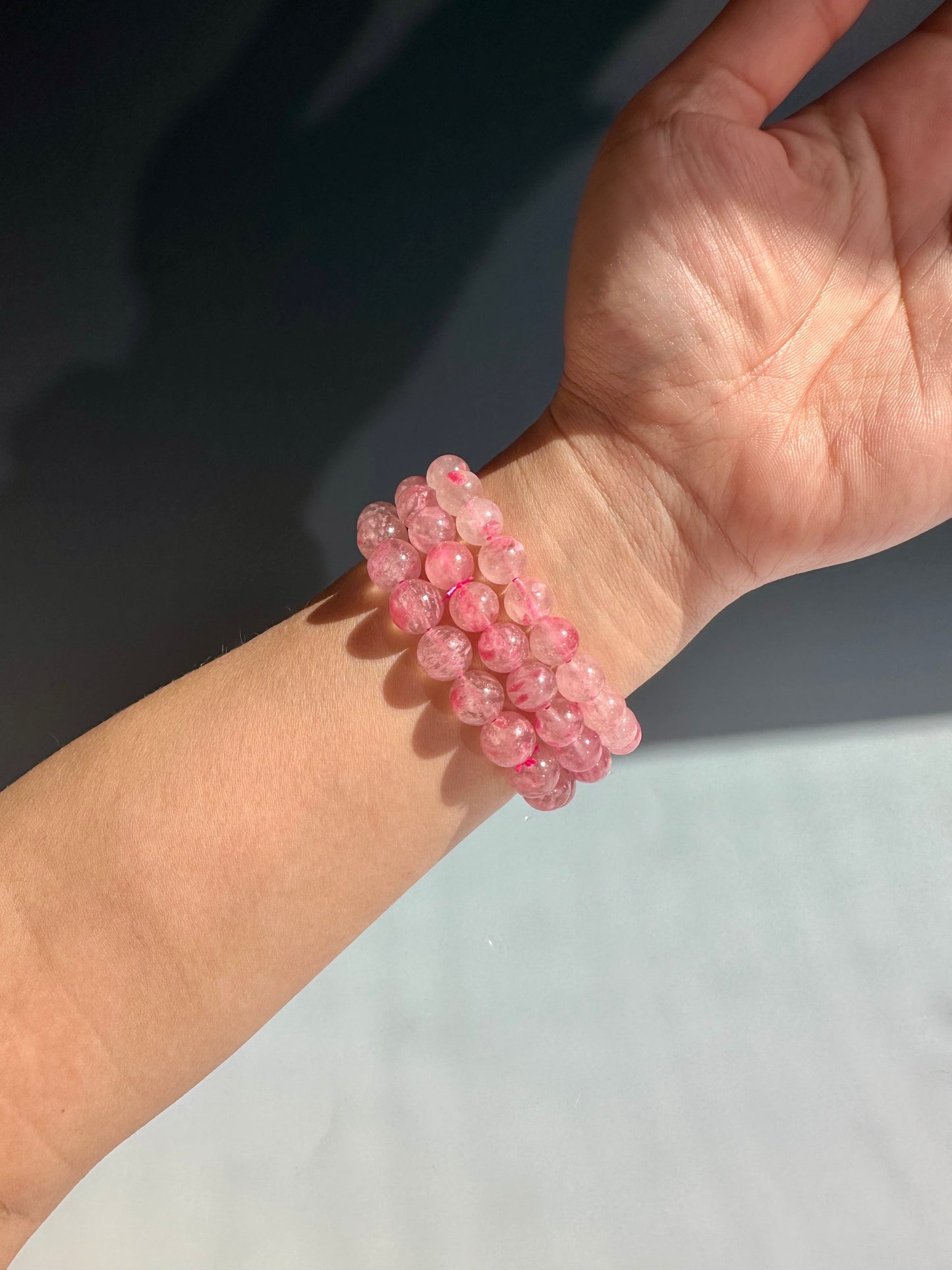 8mm Rhodonite Blossom Beaded Bracelet