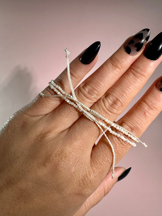 2mm Mother of Pearl Adjustable Beaded Bracelet