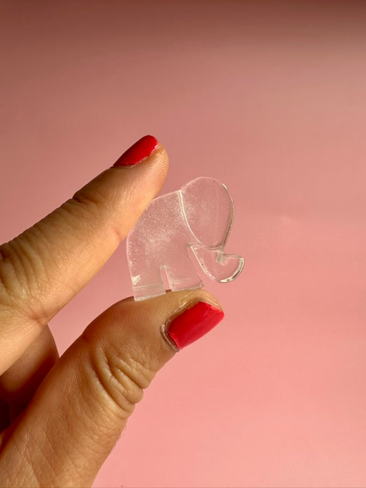 Flat Clear Quartz Elephant Carving