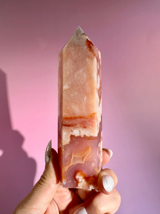 Carnelian Flower Agate Tower – Option C