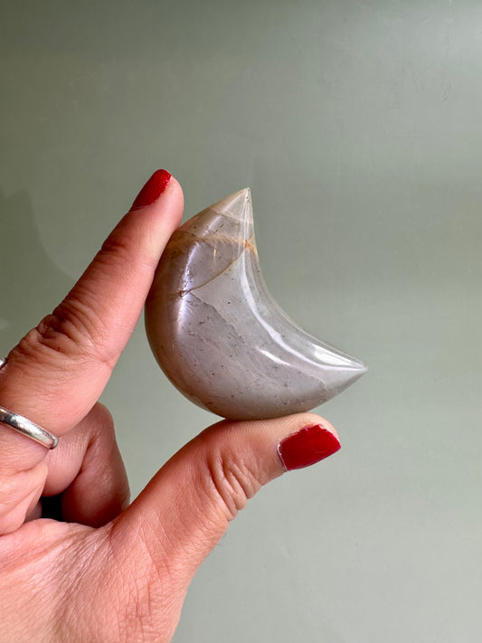 Small Moonstone Crescent Moon Carving