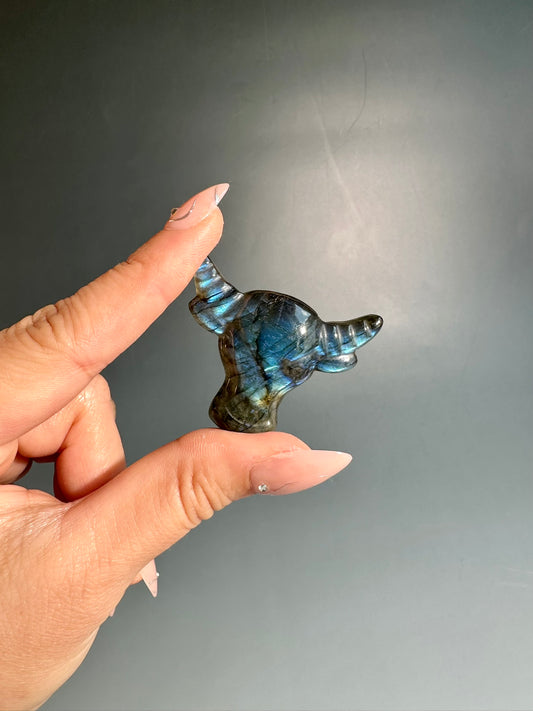 Flashy Labradorite Taurus Bull Head Carving