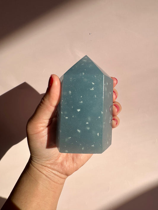 Large Peruvian Snowflake Angelite Tower - C