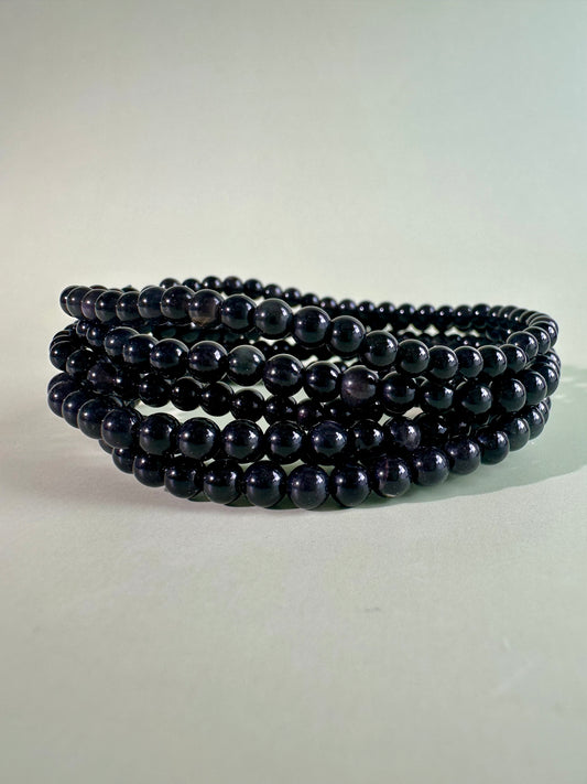 4mm Goldsheen Obsidian Beaded Bracelet