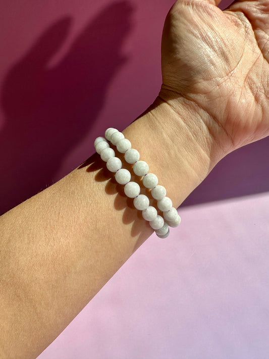 8mm Lavender Jade Beaded Bracelet