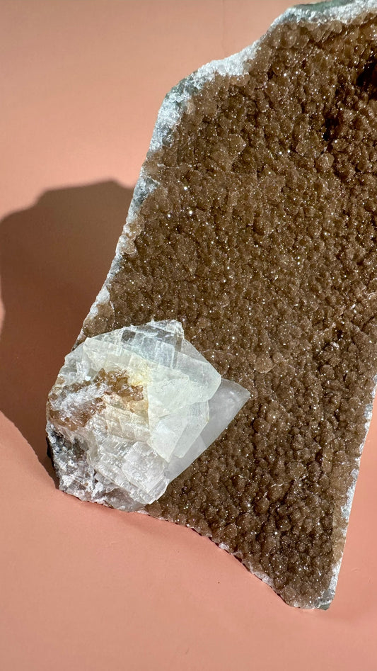 Rainbow Amethyst Cut Base with Calcite
