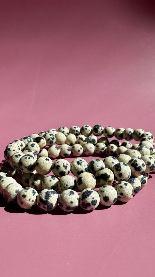 6mm Dalmatian Jasper Beaded Bracelet