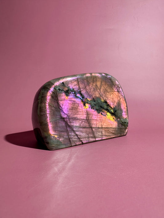 Large Purple Flash Labradorite Standing Freeform – Option N