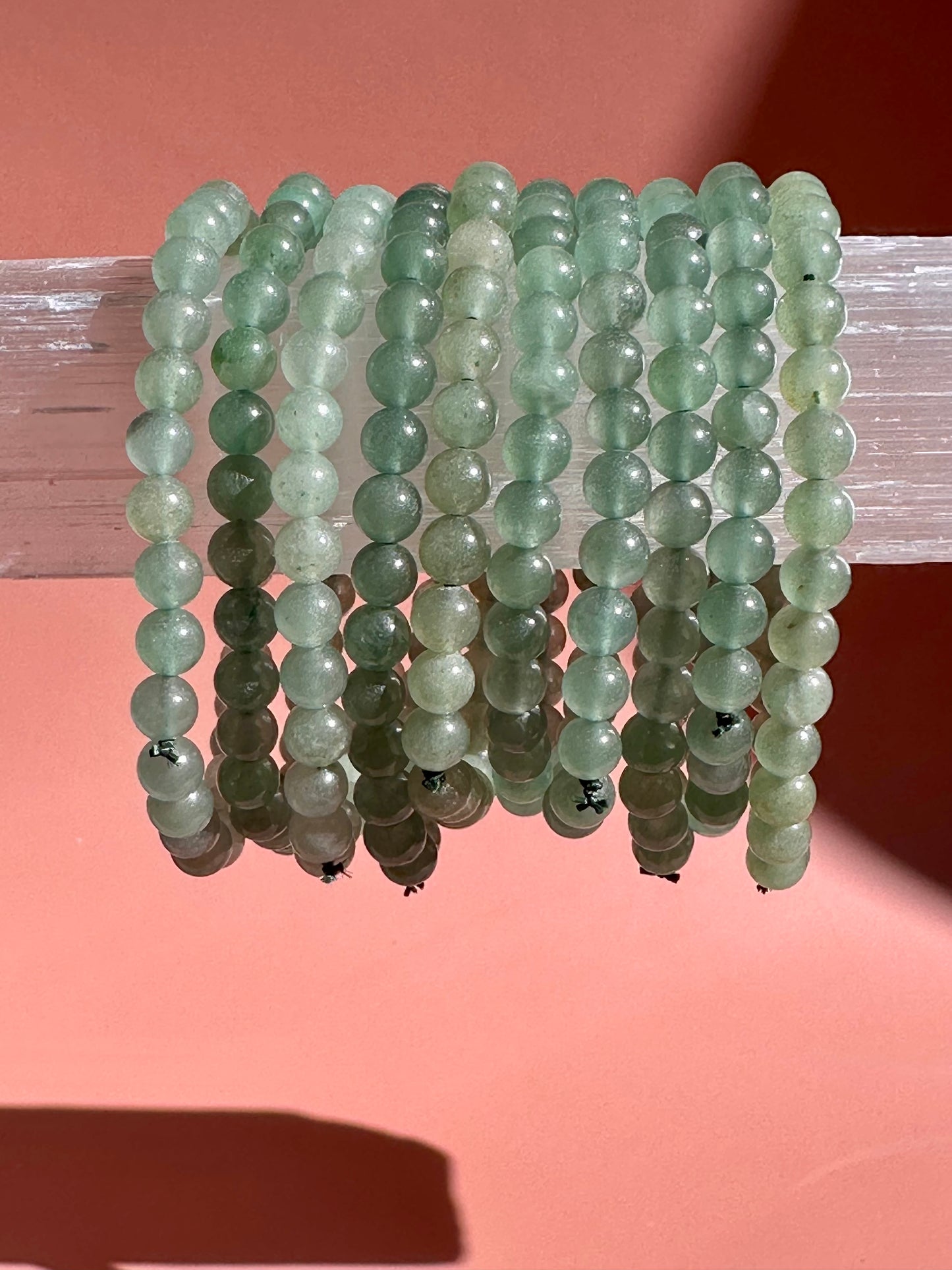 6mm Green Jade Beaded Bracelet