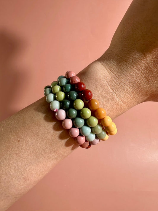 8mm Rainbow Alashan Agate Beaded Bracelet | Pastel Crystal Bracelet