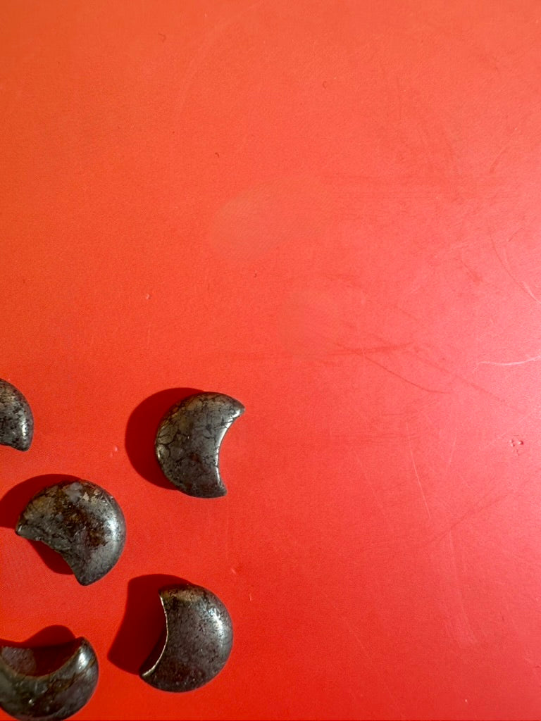 Mini Pyrite Crescent Moon | Metallic Crystal Carving