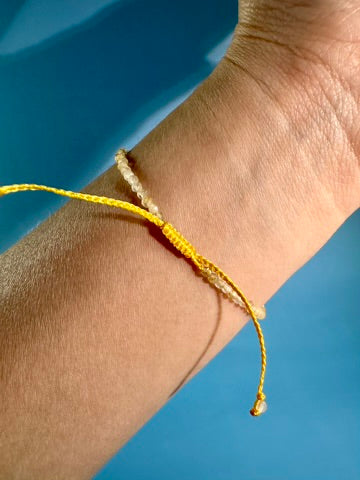 2mm Rutilated Quartz Adjustable Beaded Bracelet