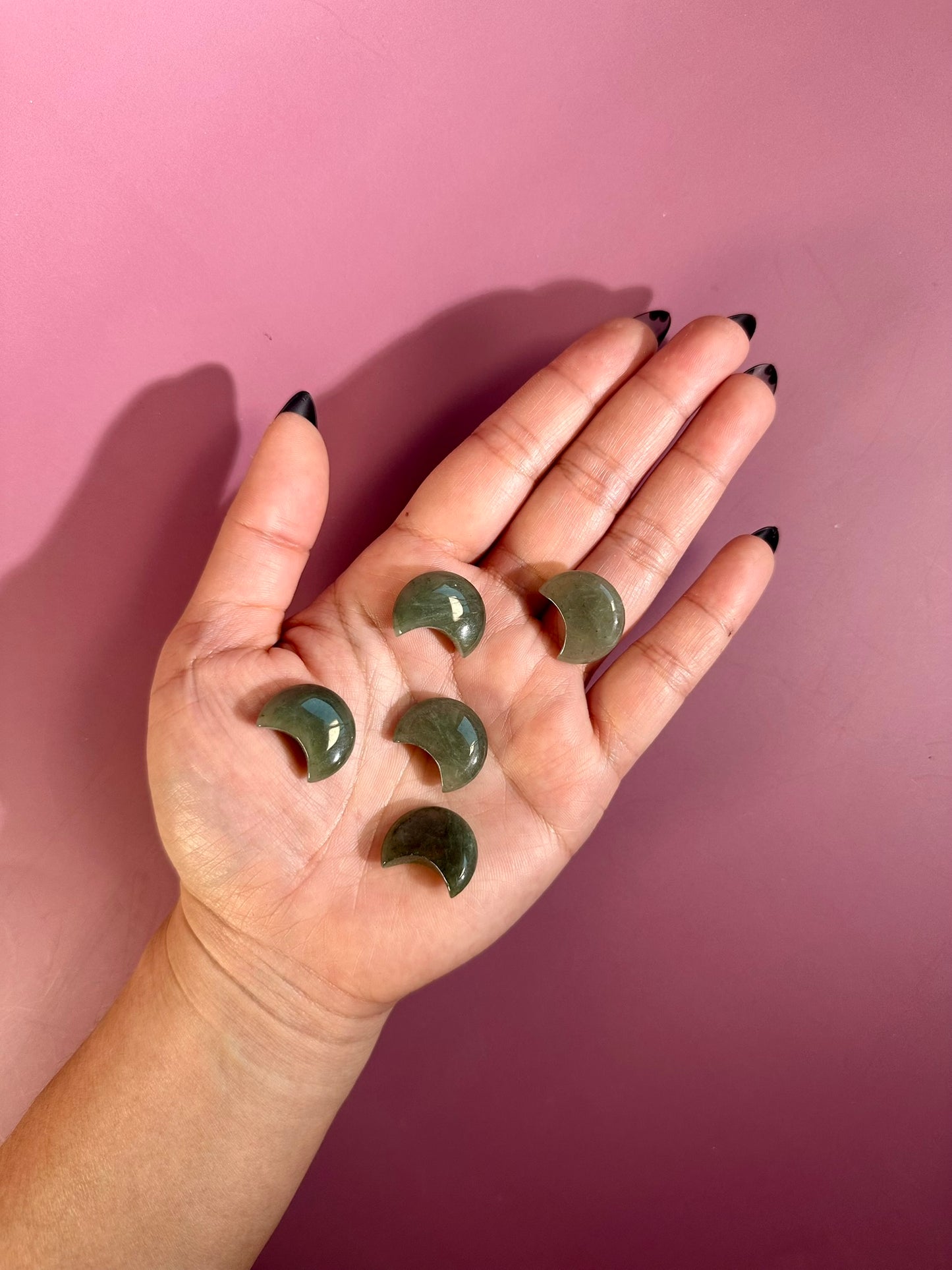 Mini Green Strawberry Quartz Crescent Moon