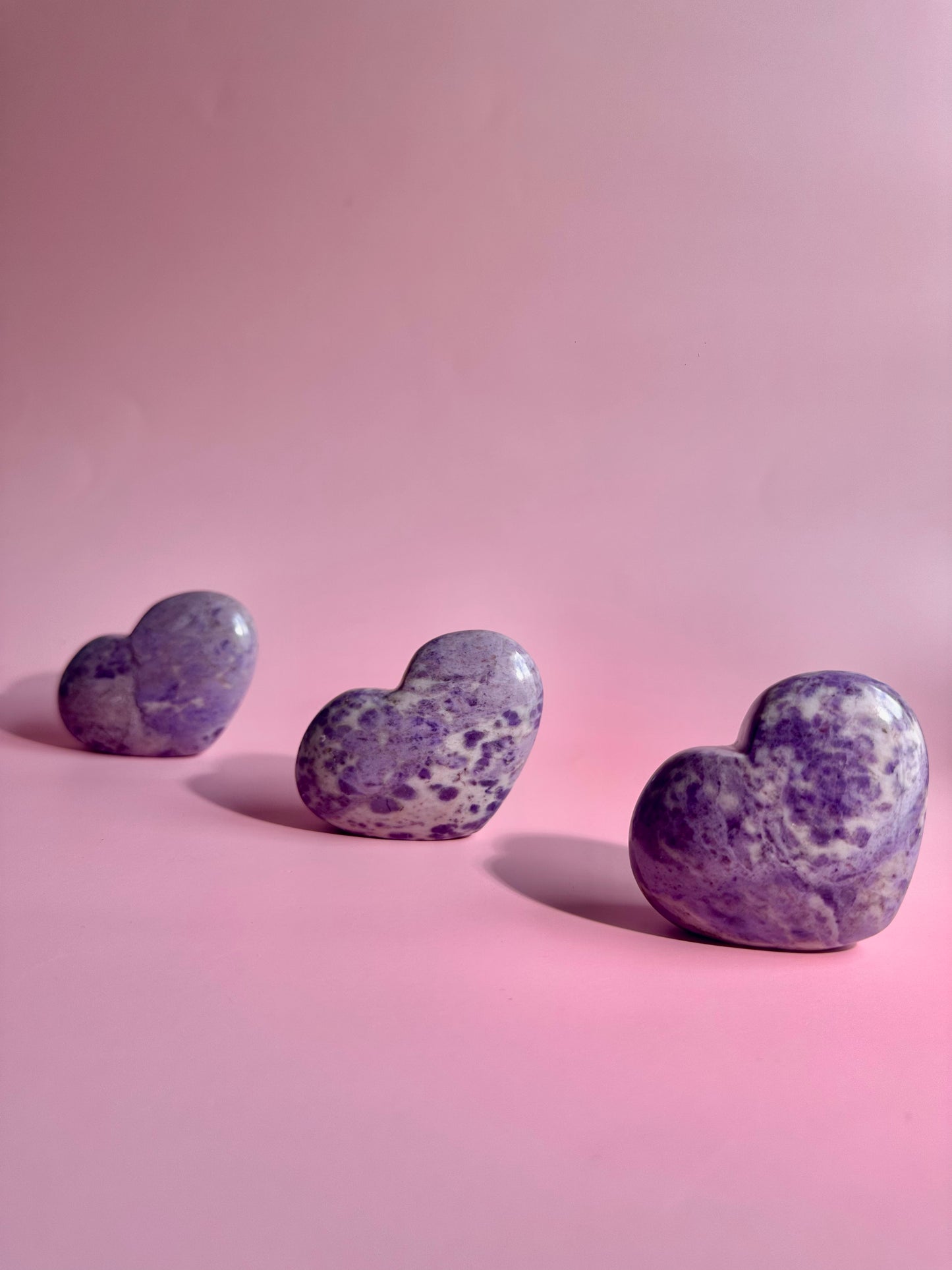 Purple Jade Standing Heart Carving