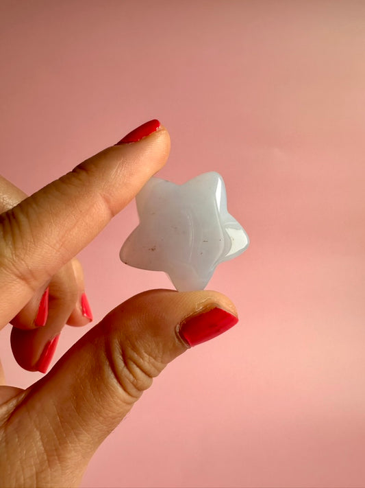 Blue Chalcedony Star Carving