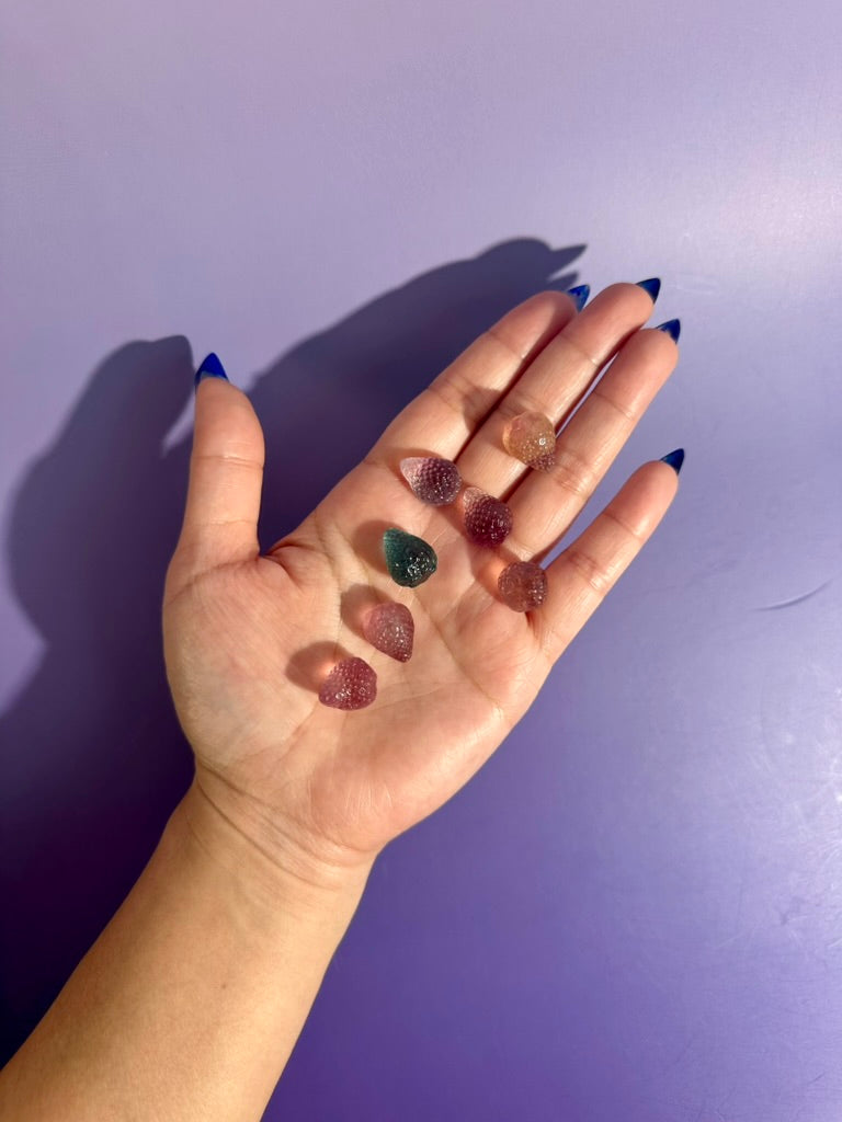 Mini Rainbow Fluorite Strawberry | Crystal Carving