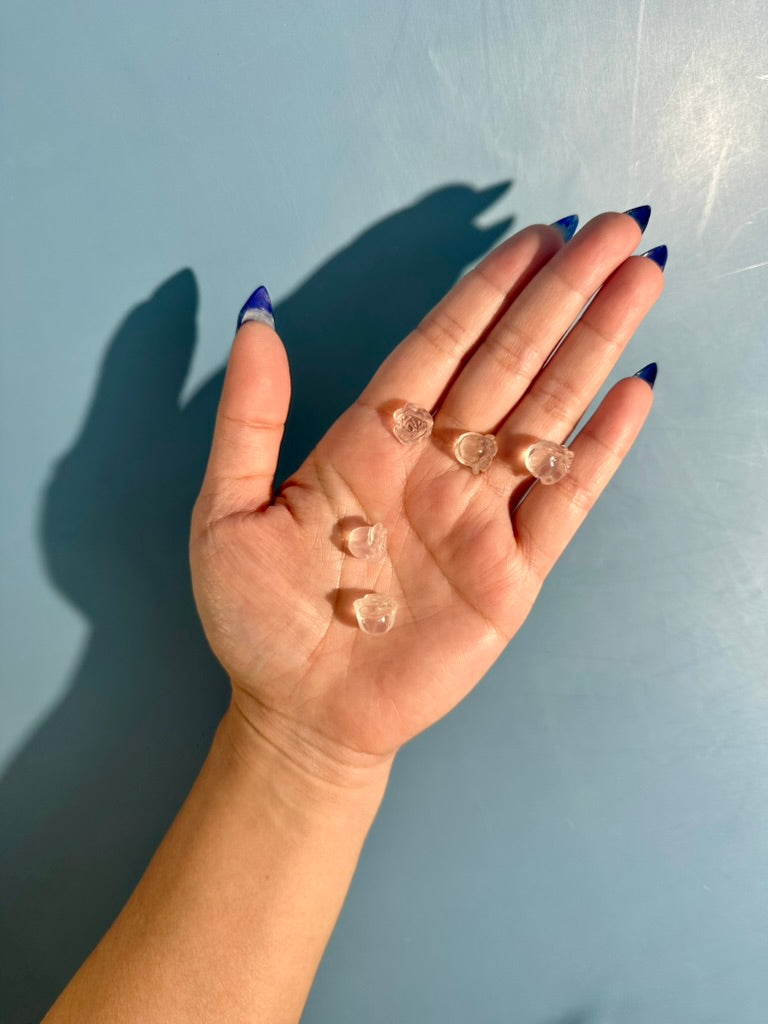 Mini Rose Quartz Rose Bud | Pink Crystal Flower