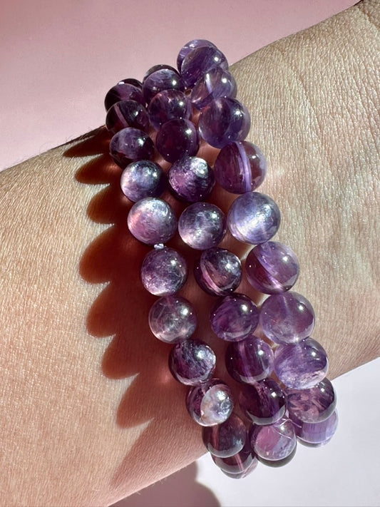 7mm HQ Lepidolite Purple Mica Bracelet