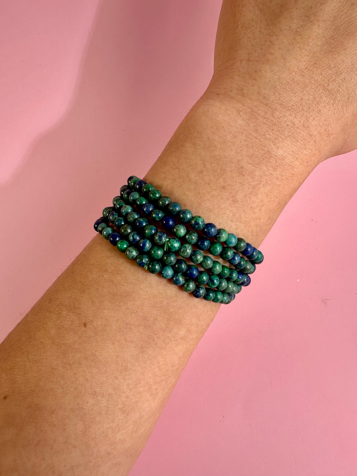 4mm Azurite & Malachite Beaded Bracelet