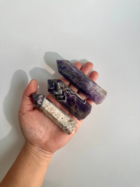 Small Chevron Amethyst Tower