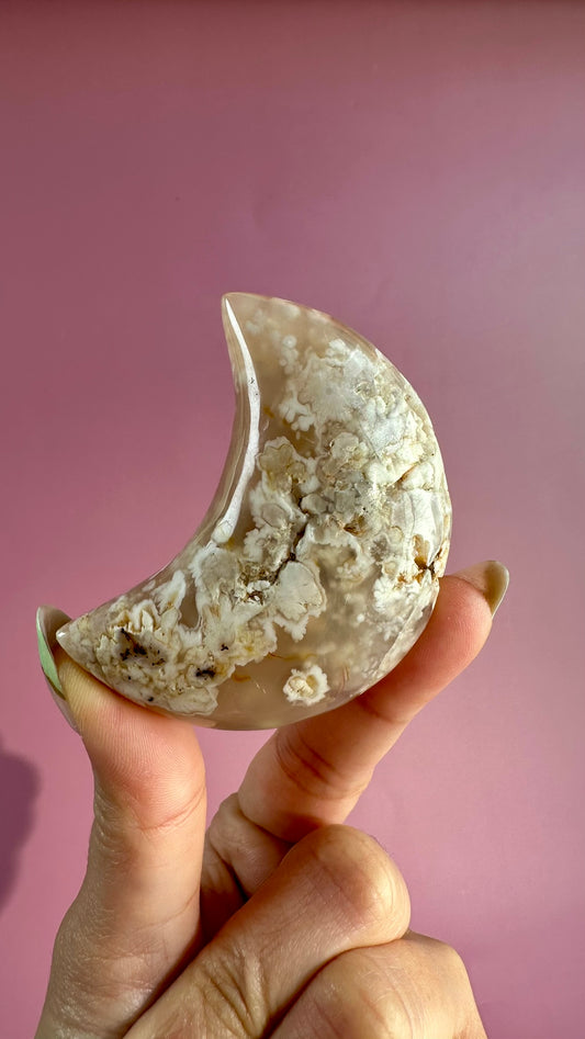 Flower Agate Crescent Moon – Option B