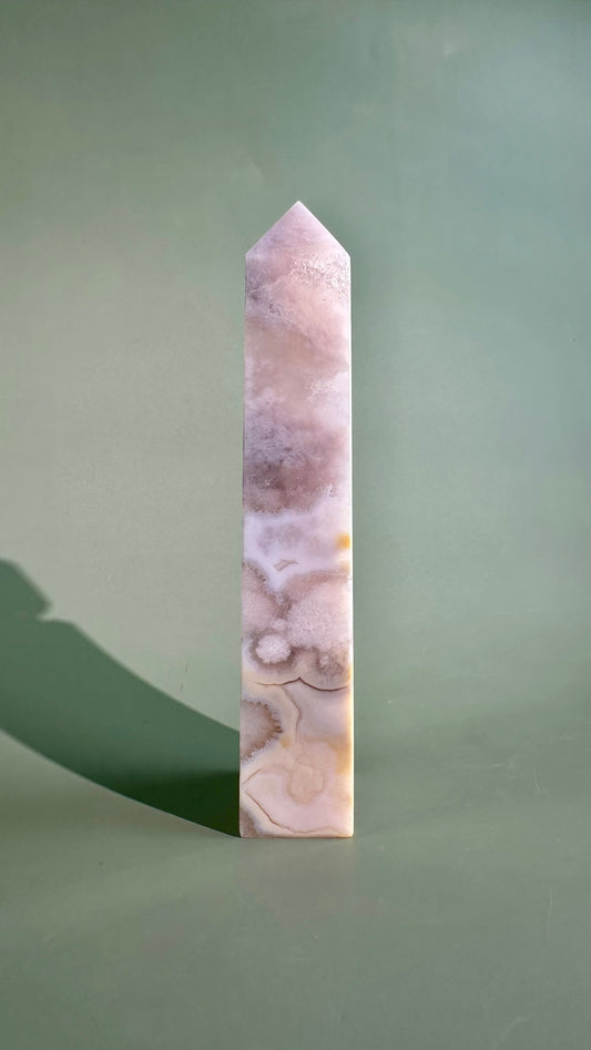 Druzy Flower Agate Obelisk – Option H