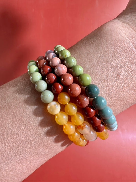 6mm Rainbow Alashan Agate Beaded Bracelet | Pastel Gemstone Jewelry
