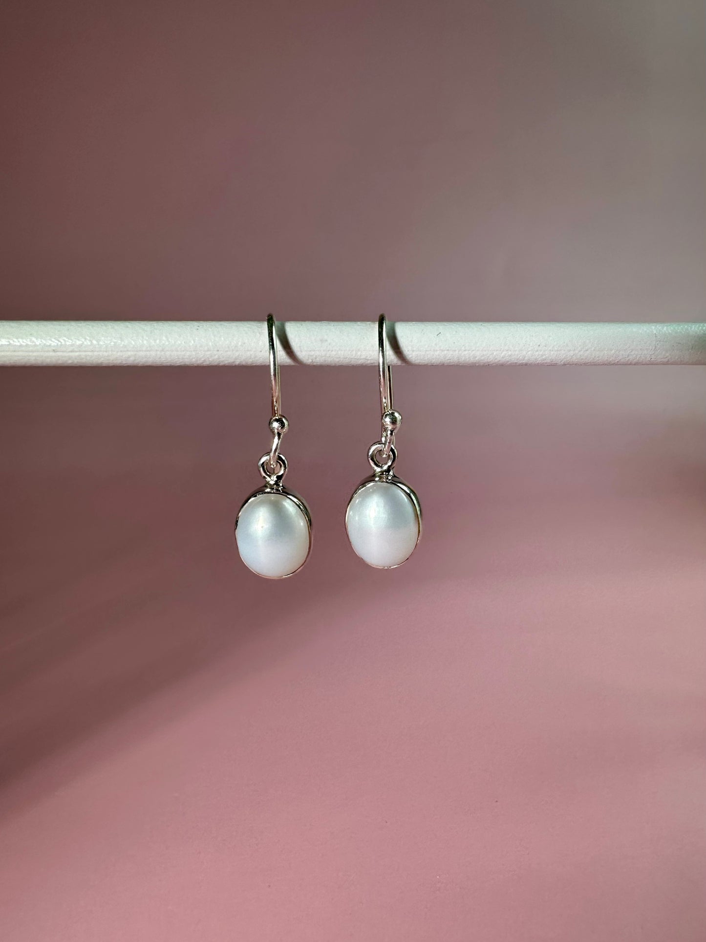 925 Sterling Silver Pearl Dangle Earrings