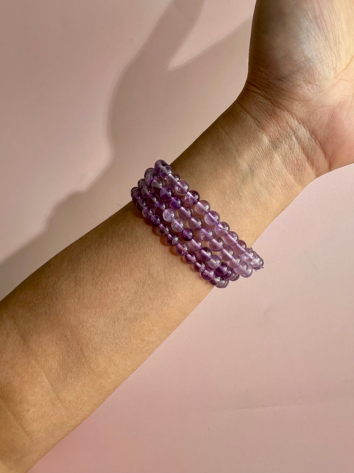 6mm Amethyst Beaded Bracelet