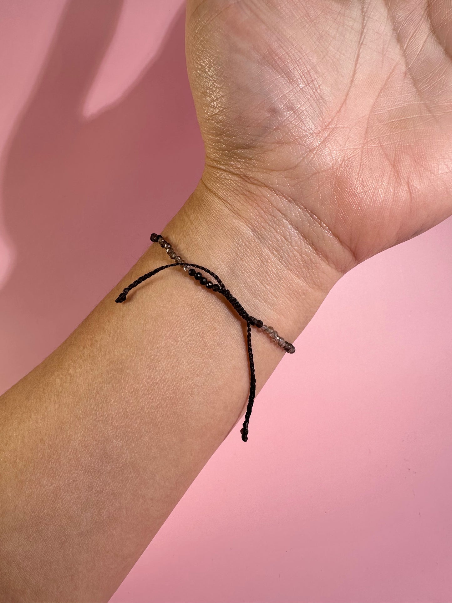 2mm Smokey Quartz Adjustable Beaded Bracelet