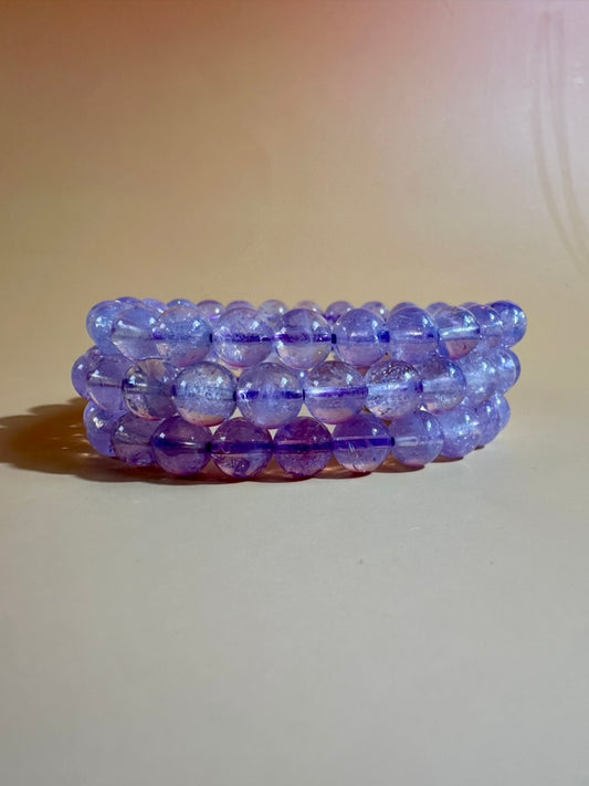 8mm Lavender Moon Quartz Beaded Bracelet | Purple Crystal Jewelry