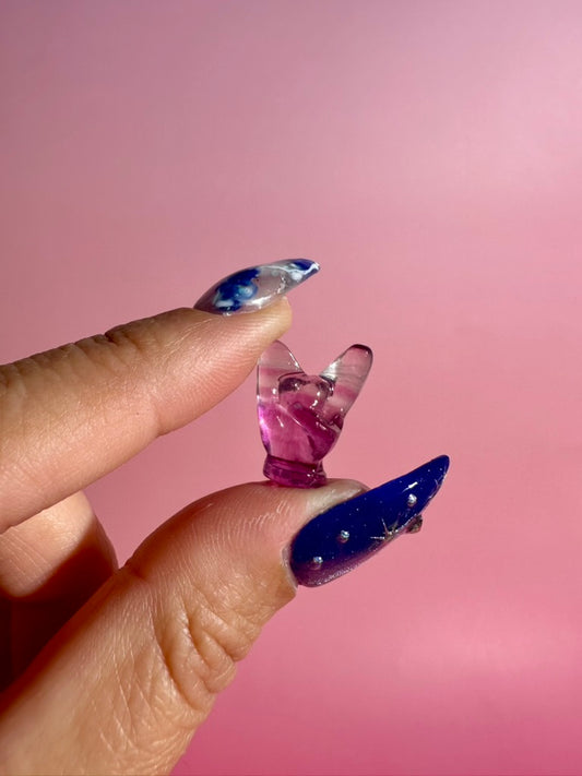 Mini Rainbow Fluorite Hard Rock Longhorn | Crystal Carving