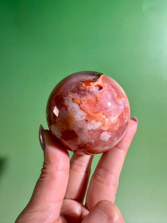 Carnelian Flower Agate Sphere Option A | One-of-a-Kind Polished Crystal Sphere