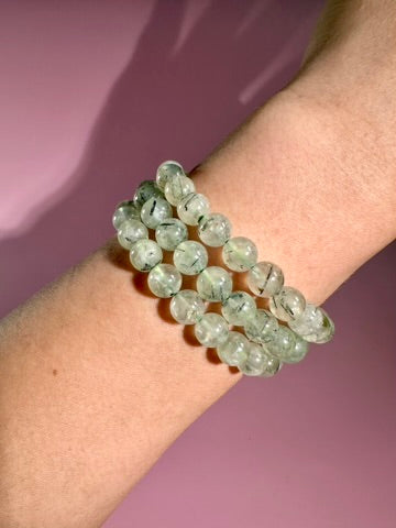 8mm HQ Prehnite Beaded Bracelet