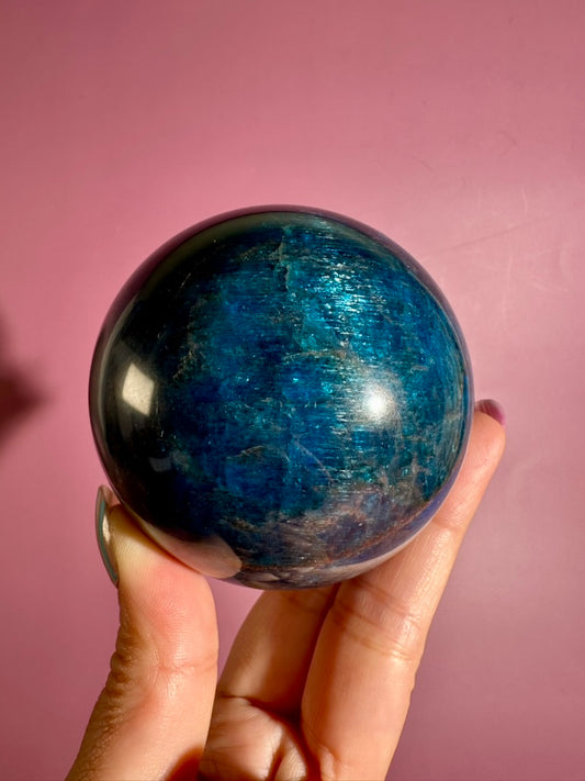 Blue Apatite Sphere – Option C | Collector Crystal, Intuition & Personal Growth