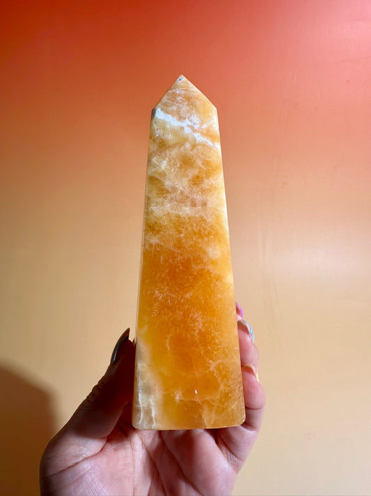 Orange Calcite Tower – Option E | Optimism, Confidence & Positive Transformation