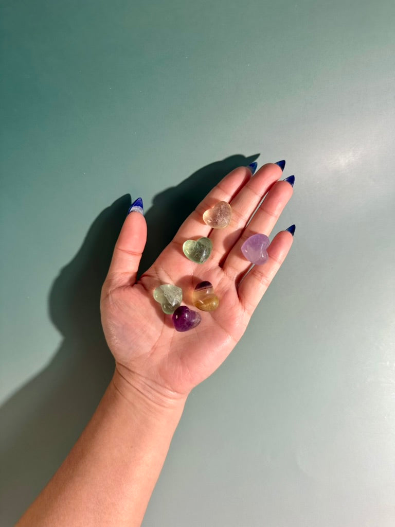 Small Rainbow Fluorite Heart | Crystal Carving