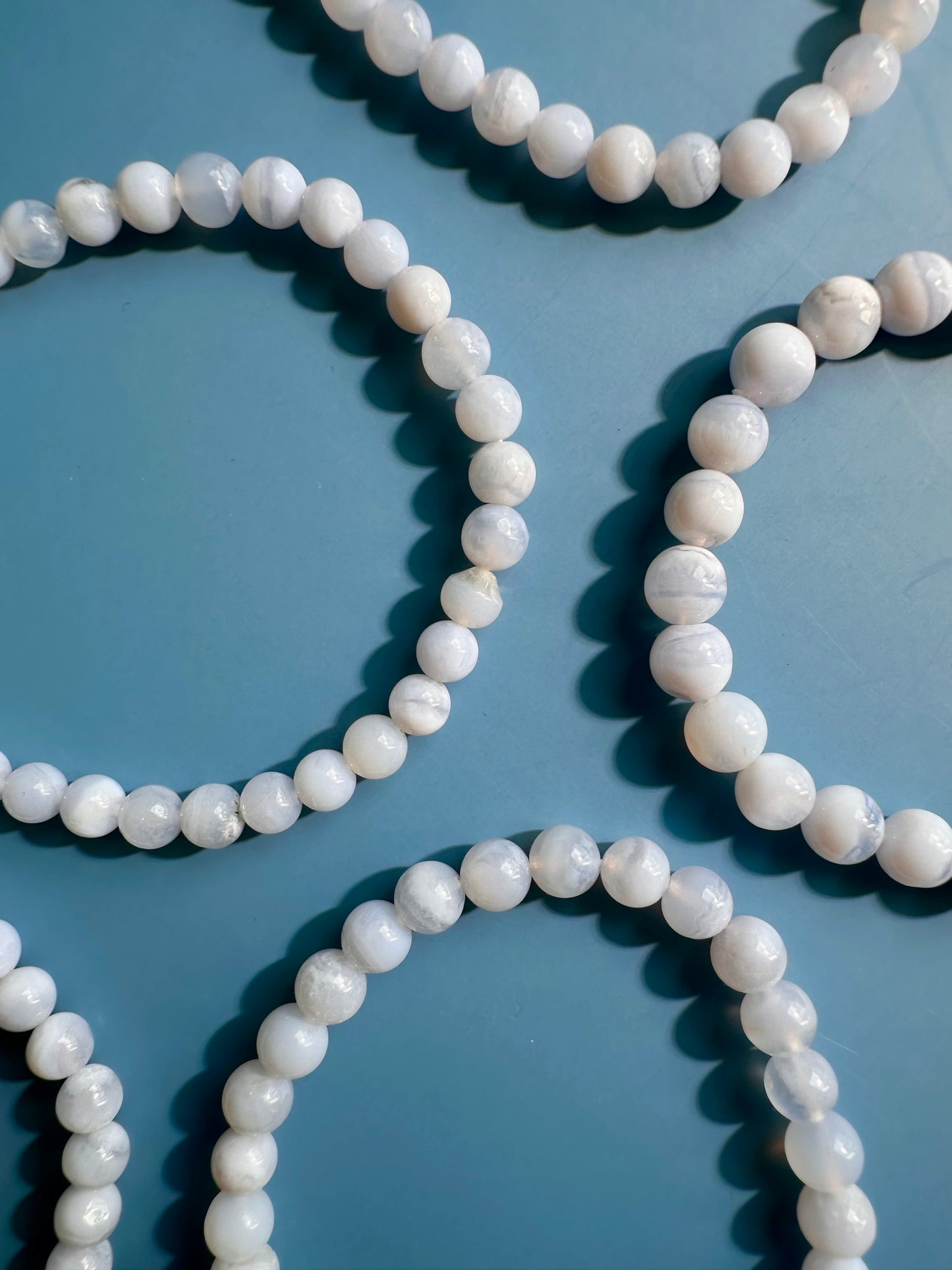 6mm Blue Lace Agate Beaded Bracelet