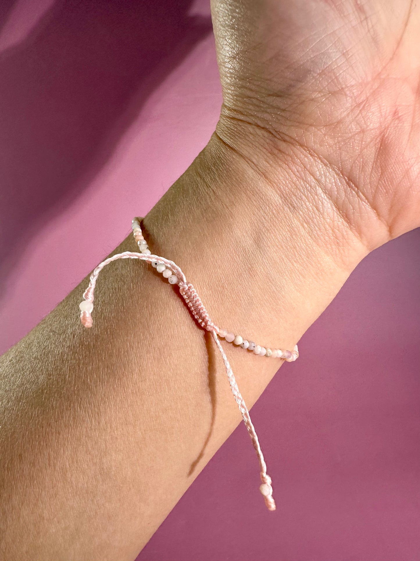 2mm Rhodochrosite Adjustable Beaded Bracelet