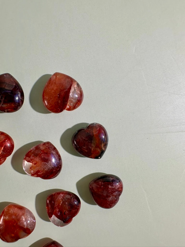 Mini Fire Quartz Heart | Hematoid Quartz Crystal