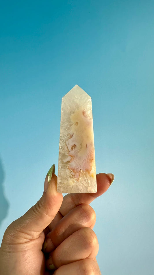 Druzy Flower Agate Obelisk – Option B