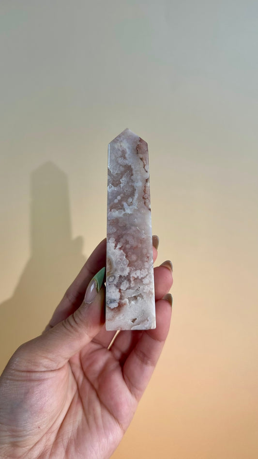 Druzy Flower Agate Obelisk – Option F