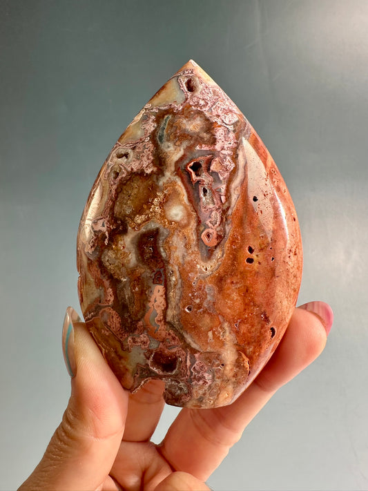 Indonesian Pink Crazy Lace Agate Flame – Option D | Inner Peace, Self-Love & Collector Crystal