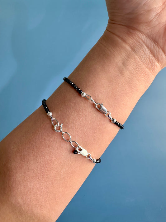 2mm Faceted Sapphire Bracelet with 925 Silver Adjustable Extender