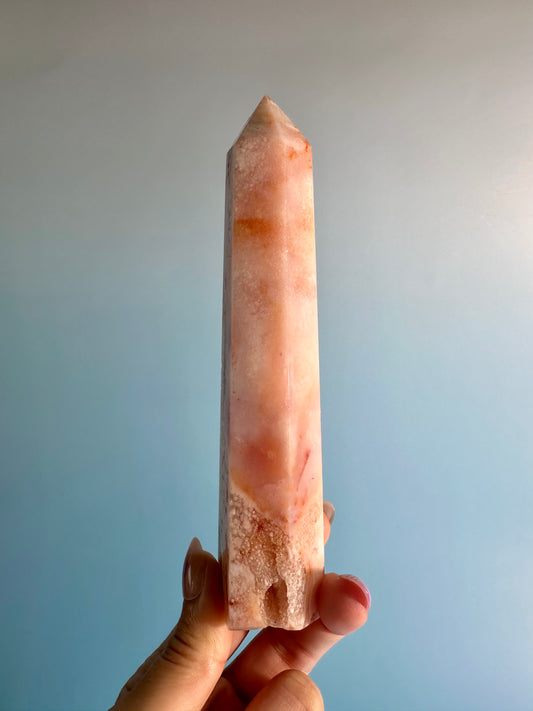 Carnelian Flower Agate Tower Option L | Joy, Courage & Emotional Growth Crystal