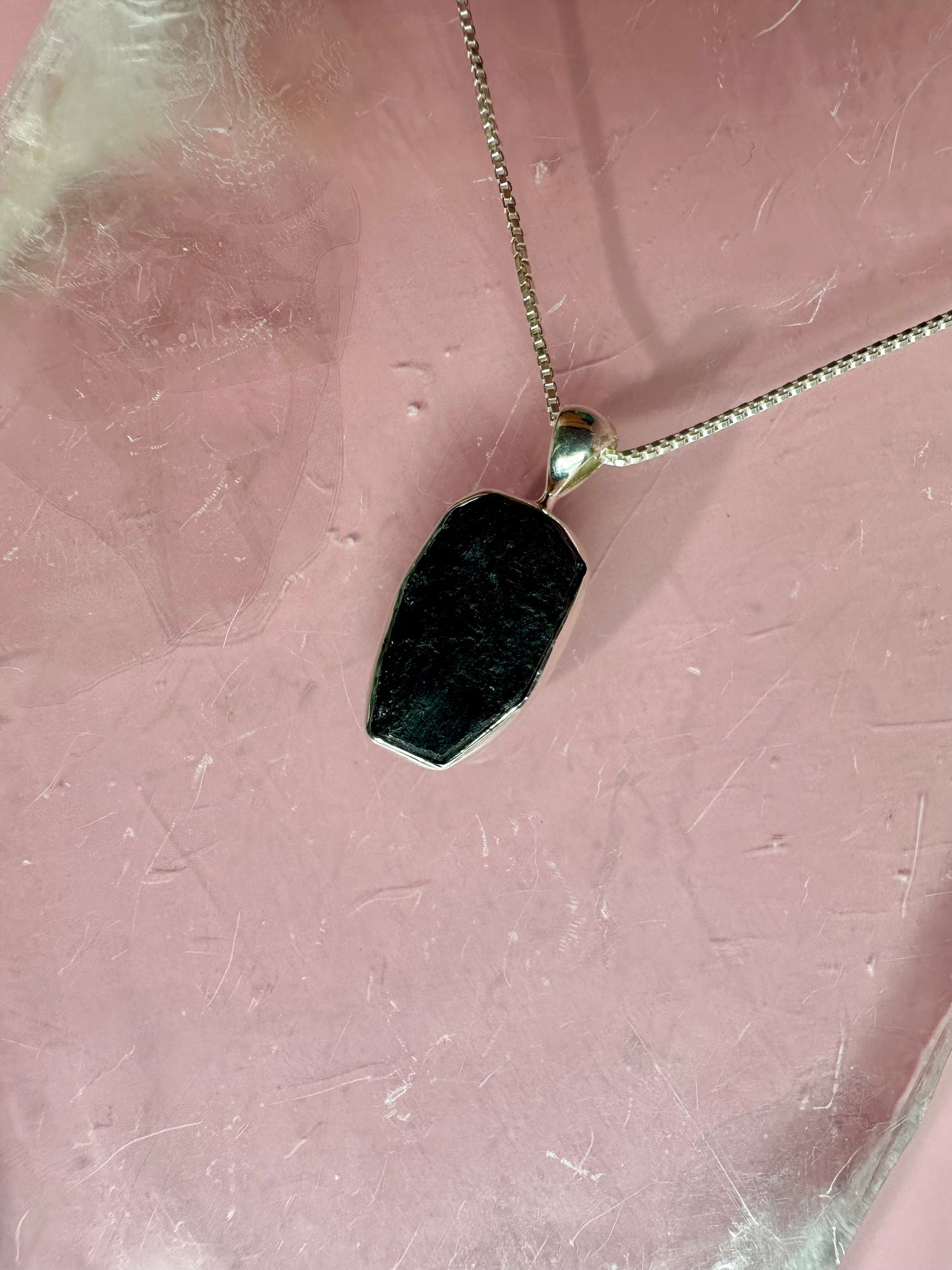 925 Sterling Silver Rough Black Tourmaline Bezel Necklace