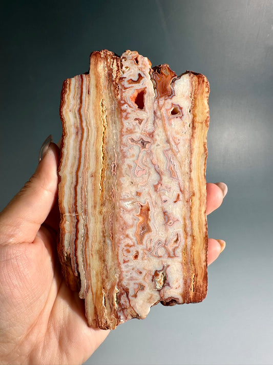Pink Crazy Lace Agate Slab Option A | One-of-a-Kind Indonesia Display Crystal