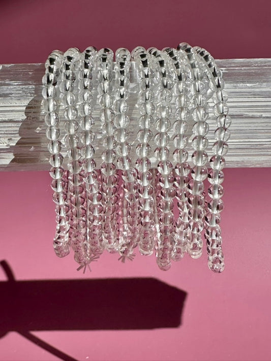 4mm Lemurian Clear Quartz Beaded Bracelet